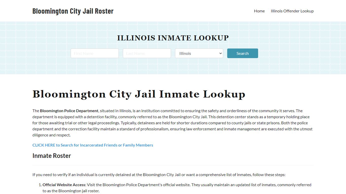 Bloomington Police Department & City Jail, IL Inmate Roster, Arrests ...