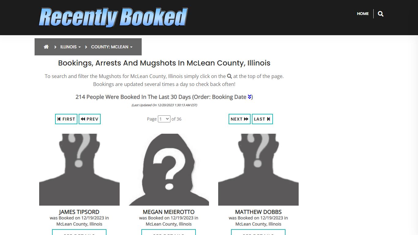 Recent bookings, Arrests, Mugshots in McLean County, Illinois
